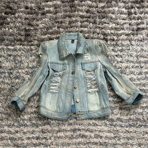 Women's Distressed Denim Jacket Size S (Asian M)